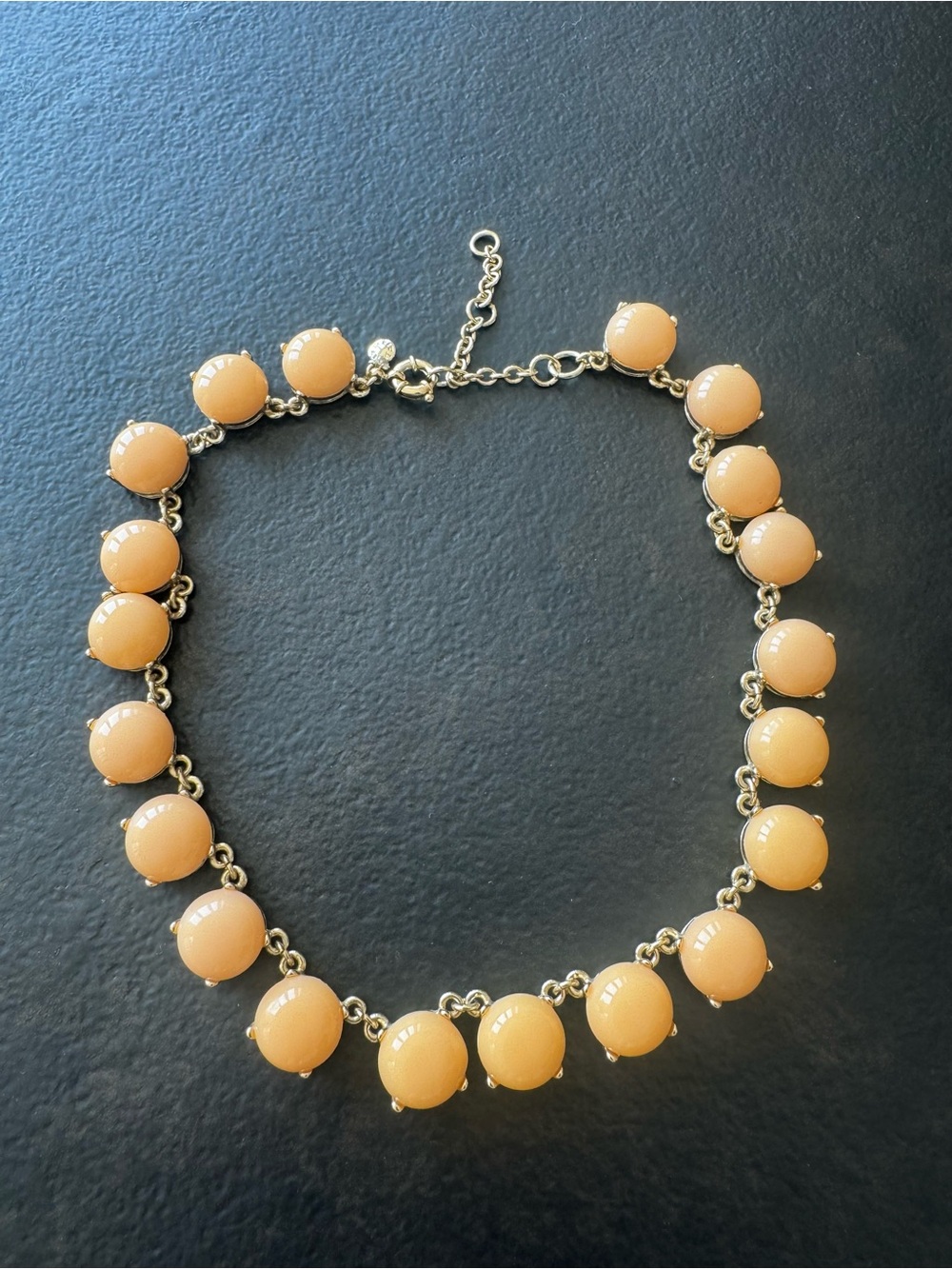 J. Crew Peach Bead Necklace with Gold-Tone Links